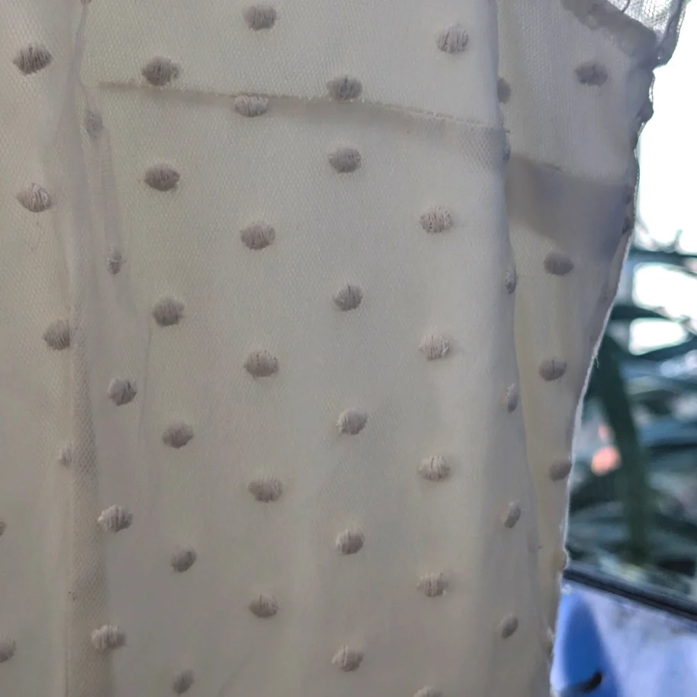 Geode x Anthropologie Floral Lace Swiss Dot Short Sleeve Midi Wedding Dress - Picture 10 of 11